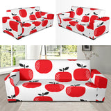 Red Apples White Background Sofa Slipcover