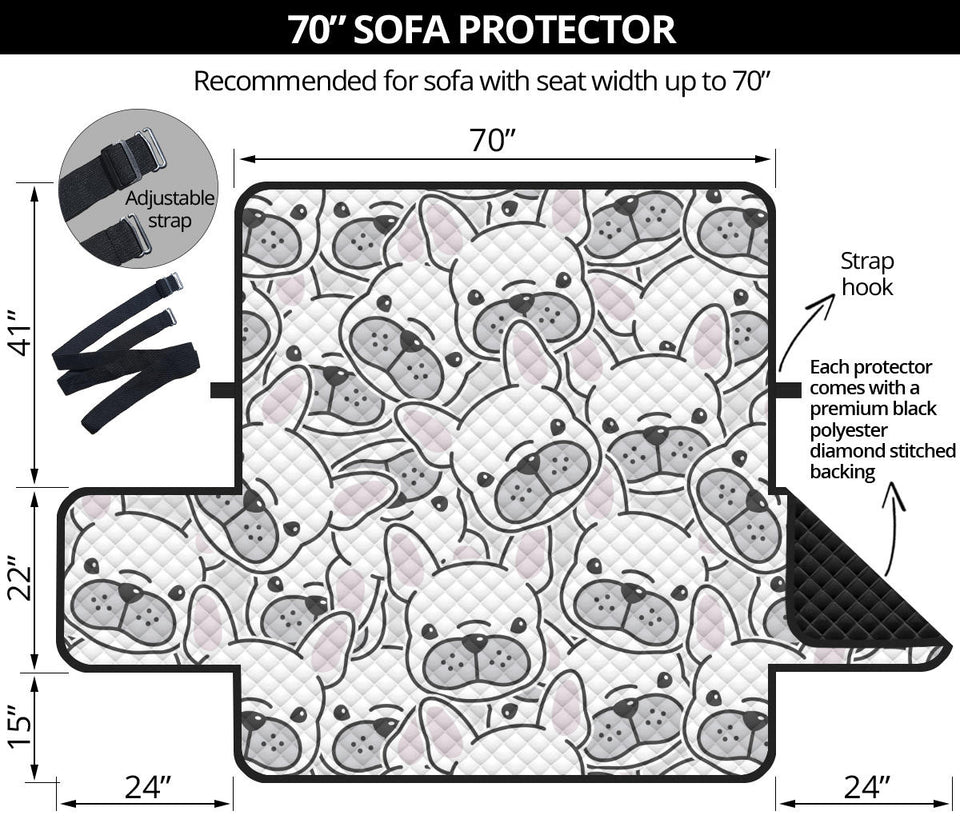 Cute french bulldog head pattern Sofa Cover Protector
