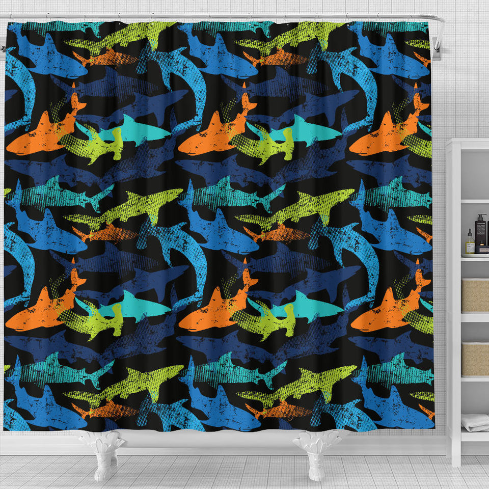 Colorful Shark Shower Curtain Fulfilled In US