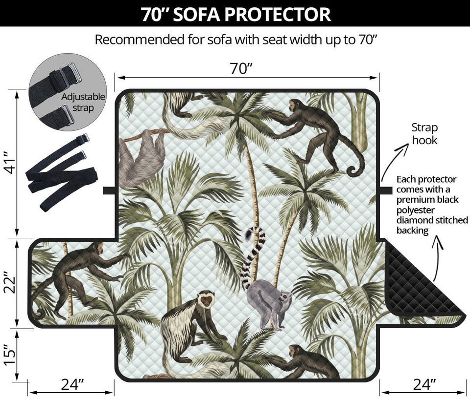 Monkey sloth lemur palm trees pattern Sofa Cover Protector