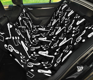 Saxophone Music Notes Treble Clef Black White Theme Dog Car Seat Covers