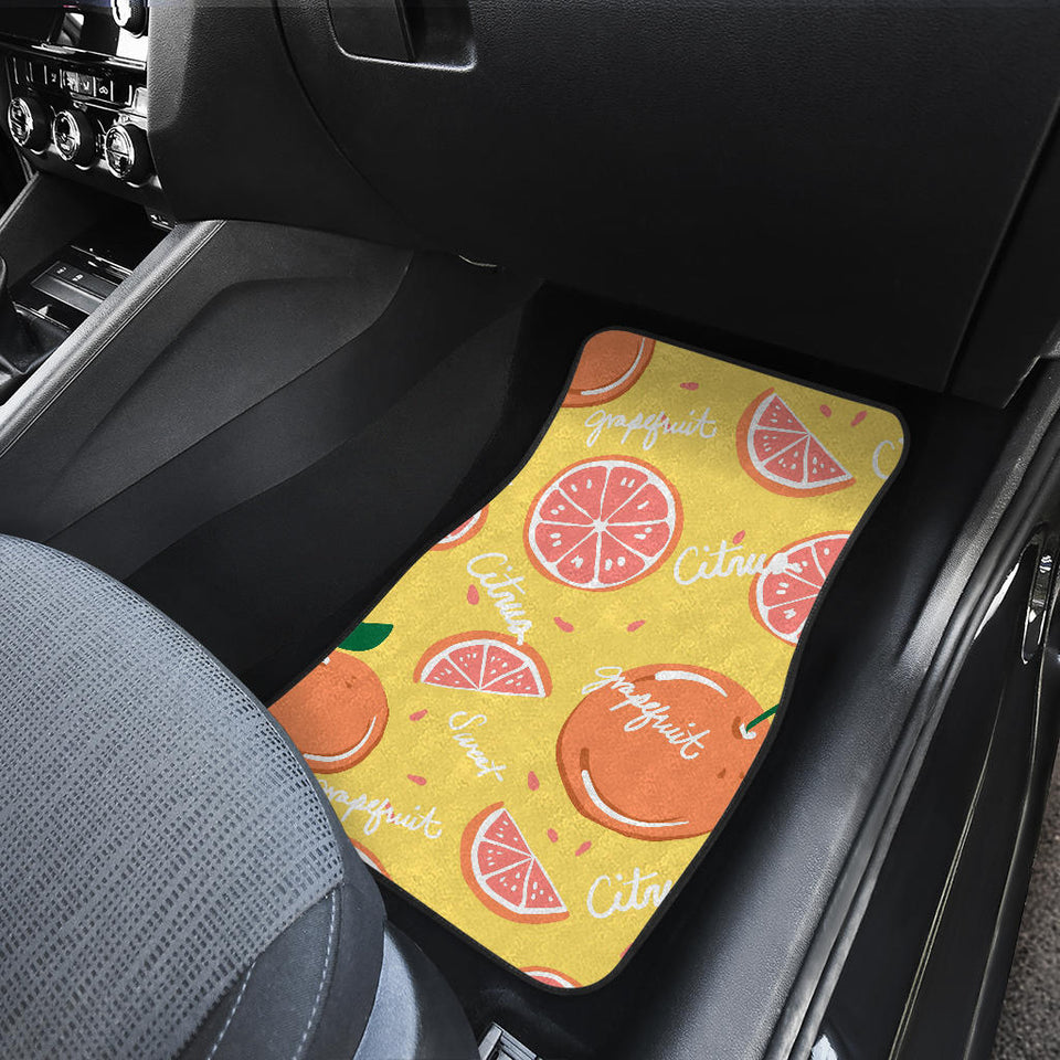 Grapefruit Yellow Background Front And Back Car Mats