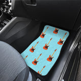 Electric Guitar Pattern Light Blue Background Front And Back Car Mats