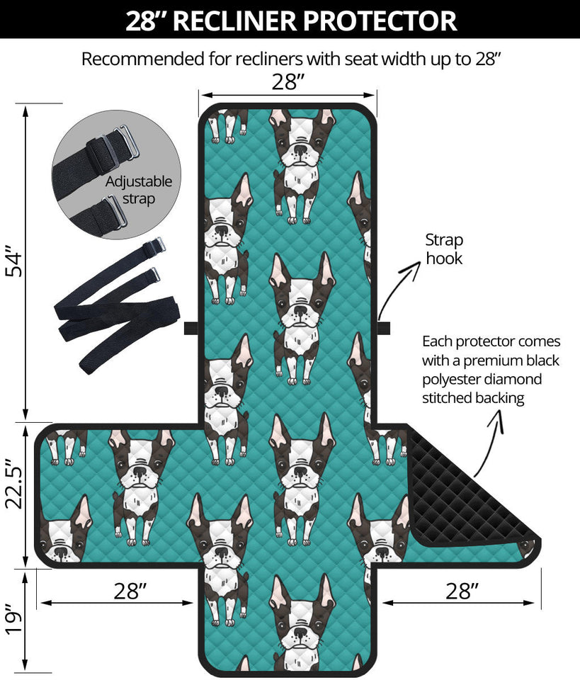Hand drawn boston terrier dog pattern Recliner Cover Protector