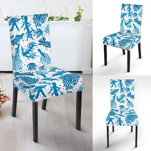 Coral Reef Pattern Print Design 01 Dining Chair Slipcover