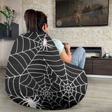 Spider Web Design Pattern Black Background White Cobweb Bean Bag Cover