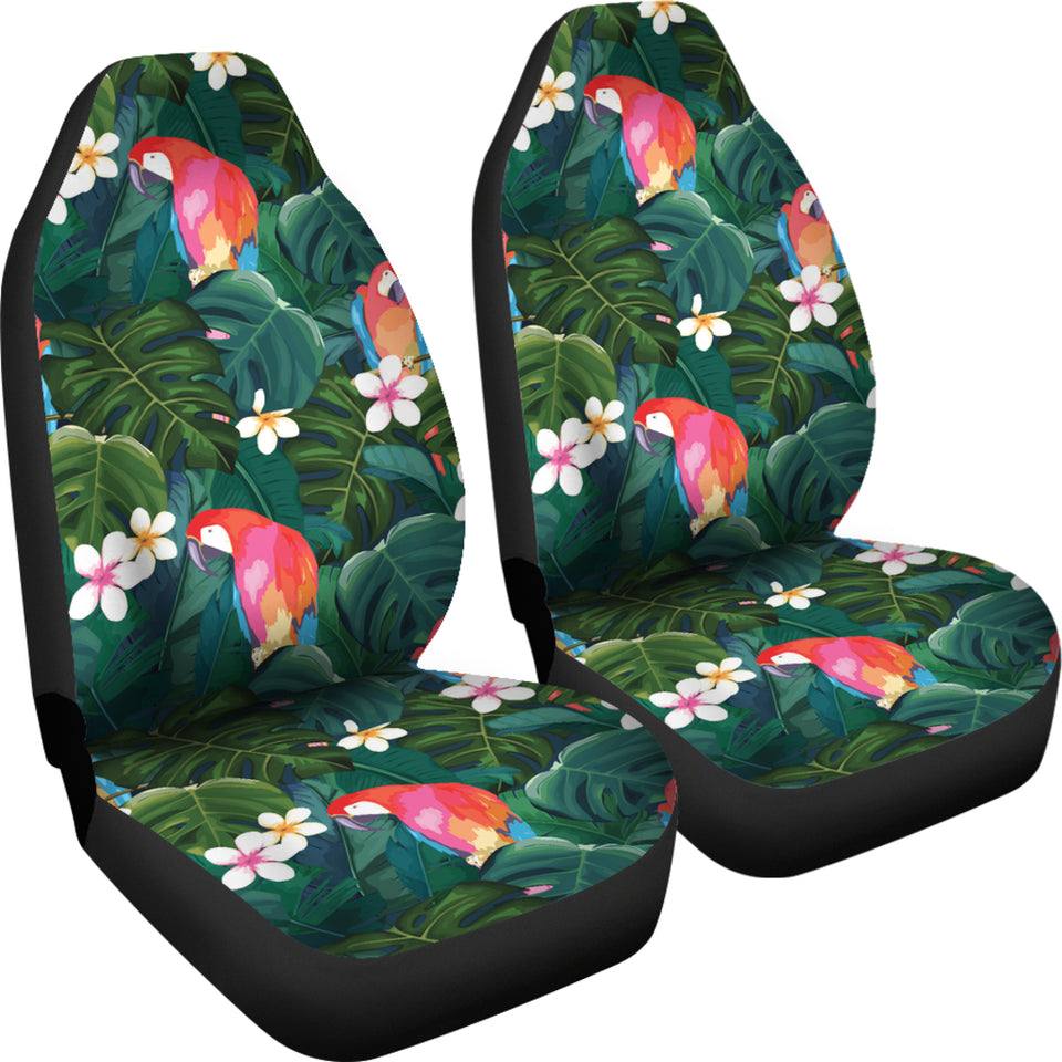 Parrot Palm Tree Leaves Flower Hibiscus Pattern  Universal Fit Car Seat Covers