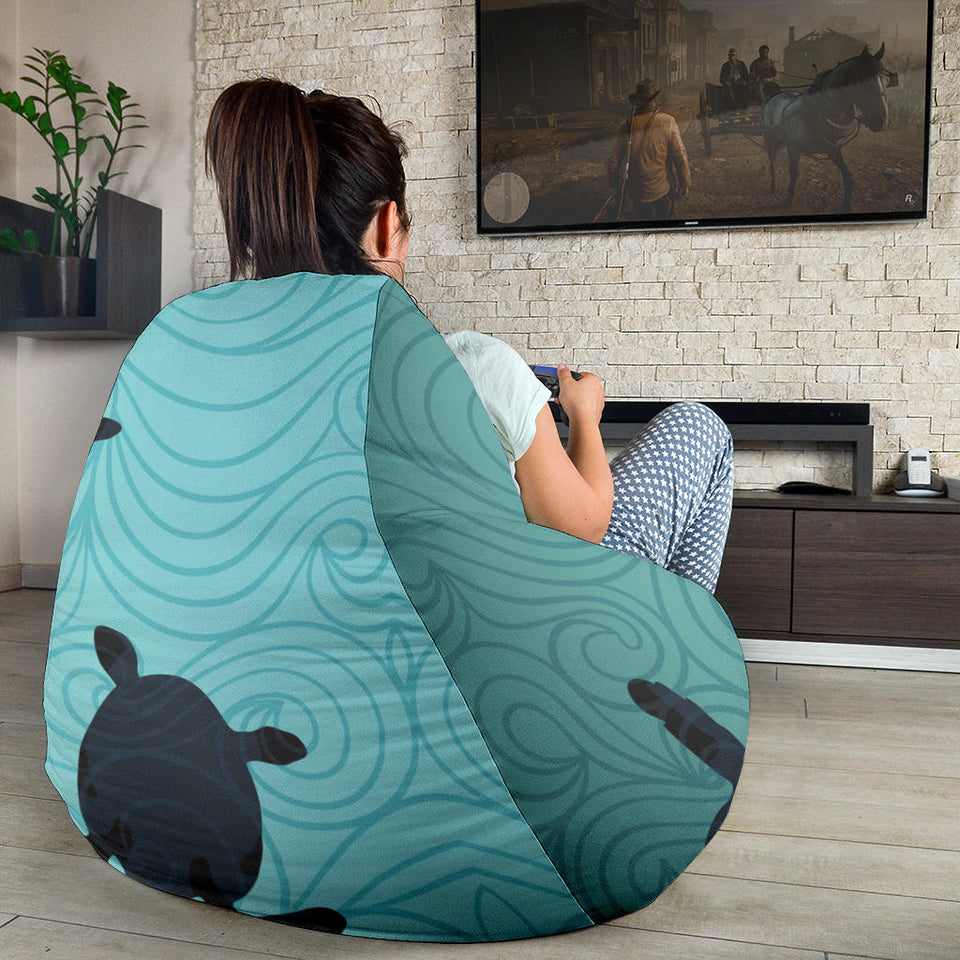 Sea Turtle With Blue Ocean Backgroud Bean Bag Cover