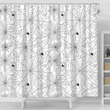 Spider Web Cobweb Pattern White Background Shower Curtain Fulfilled In US
