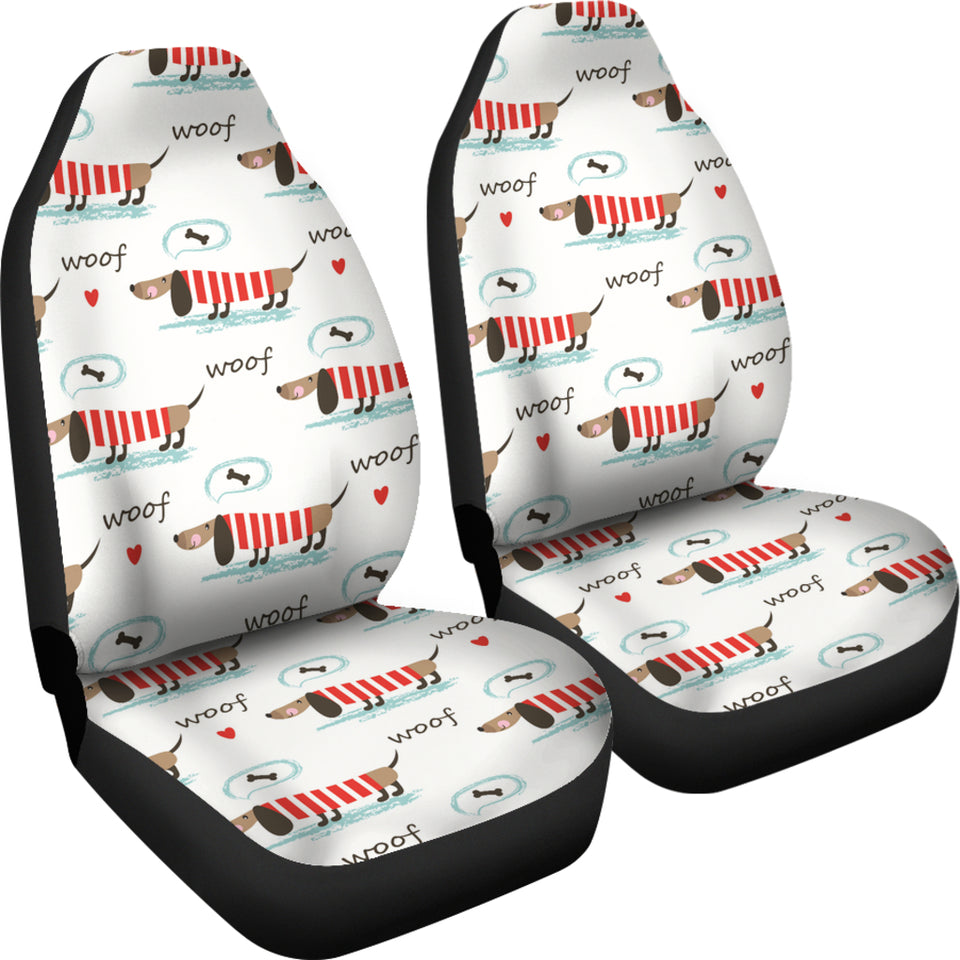 Cute Dachshund Bone Pattern Universal Fit Car Seat Covers