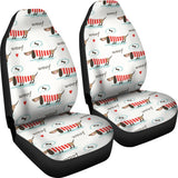 Cute Dachshund Bone Pattern Universal Fit Car Seat Covers