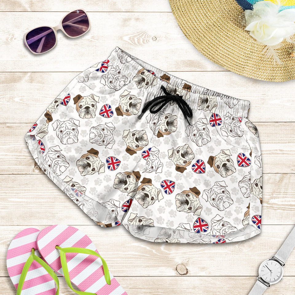 English Bulldog Pattern Print Design 01 Women Shorts