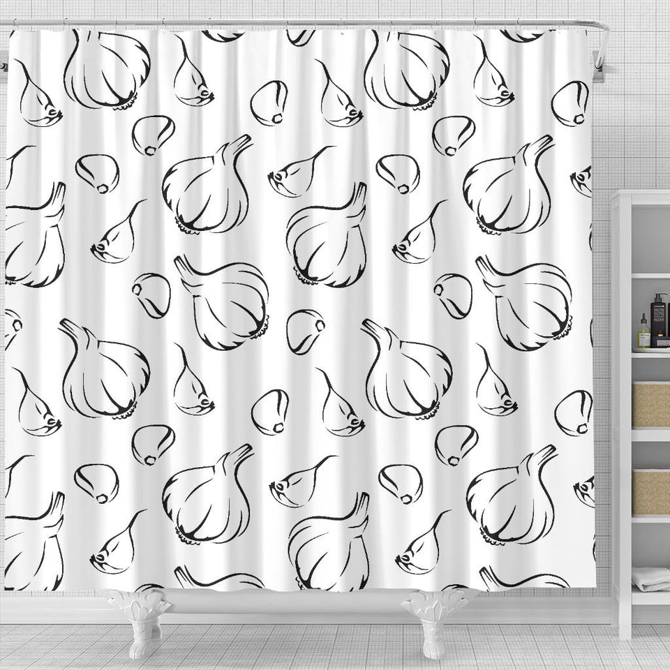 Garlic Pattern Black White Shower Curtain Fulfilled In US