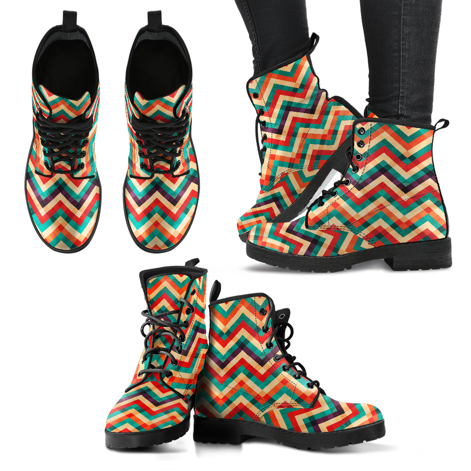 Zigzag  Chevron Colorful Pattern Leather Boots