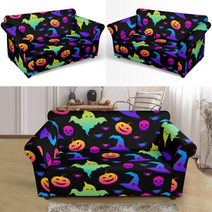 Colorful Halloween Background Loveseat Couch Slipcover