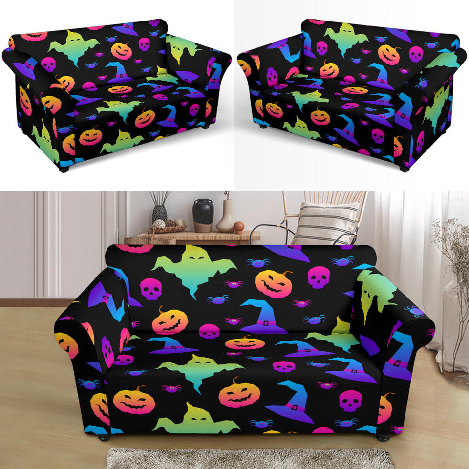 Colorful Halloween Background Loveseat Couch Slipcover
