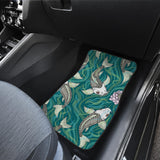 Koi Fish Carp Fish Lotus Pattern Front And Back Car Mats