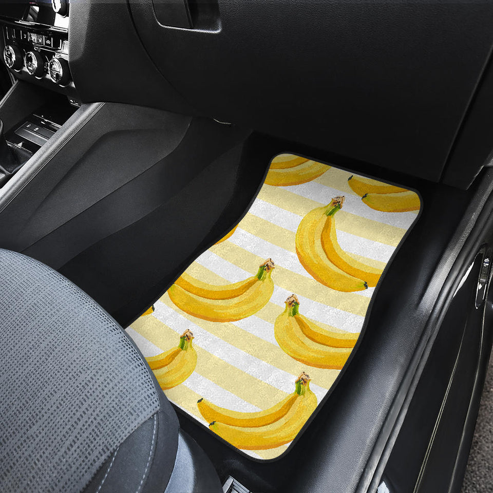 Banana Pattern Blackground Front And Back Car Mats
