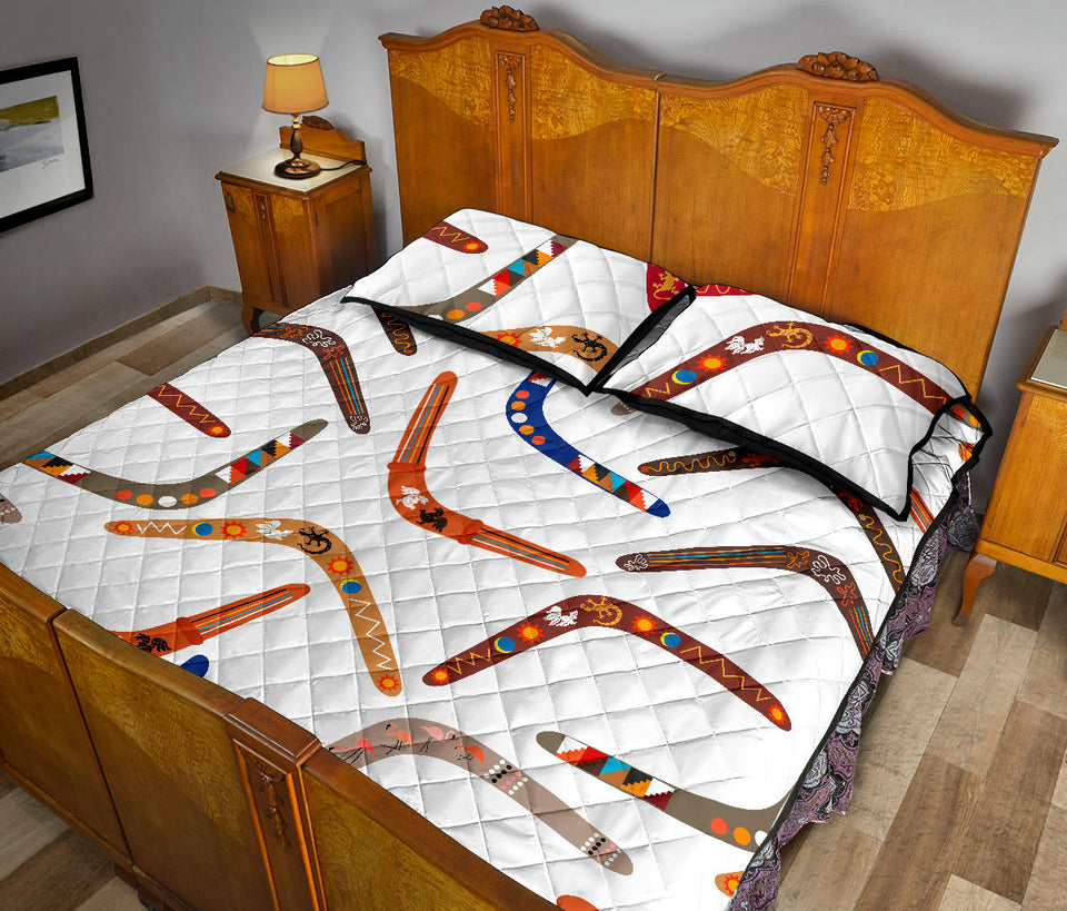 Boomerang Australian aboriginal ornament pattern Quilt Bed Set