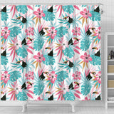 Toucan Tropical Flower Leave Pattern Shower Curtain Fulfilled In US
