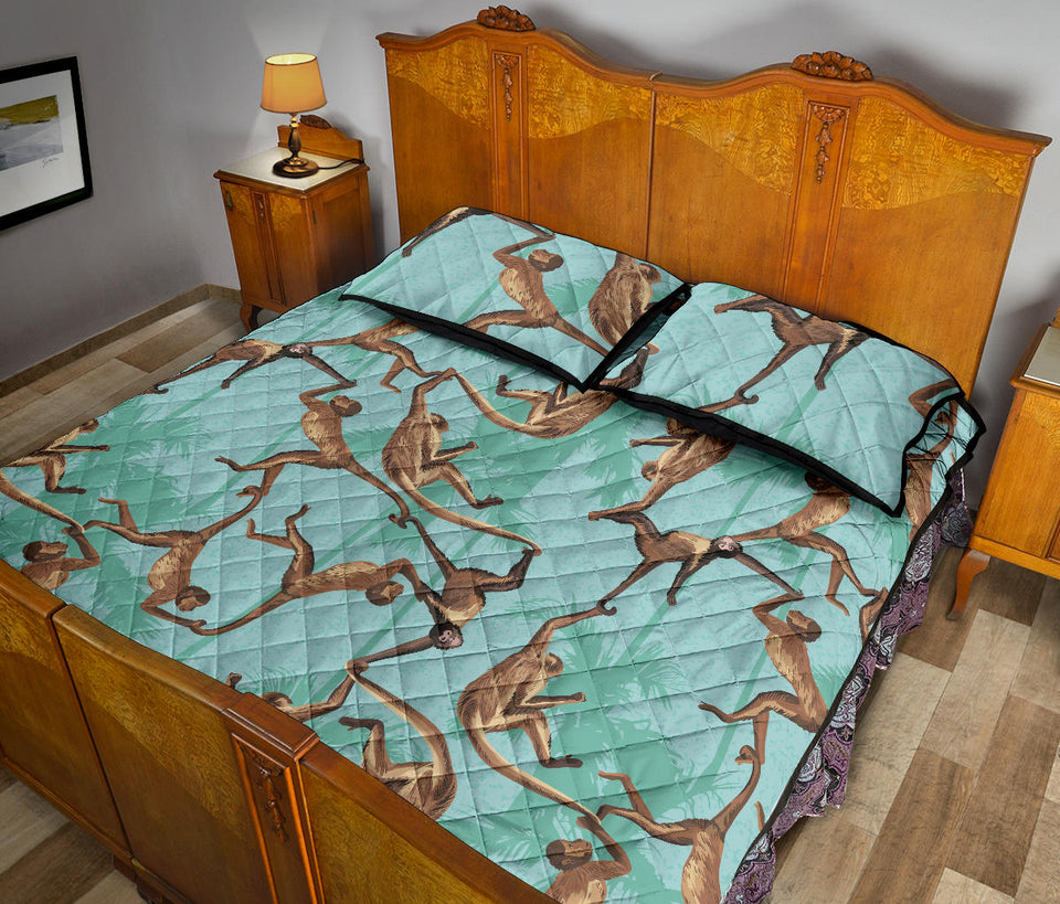 Monkey Palm tree background Quilt Bed Set