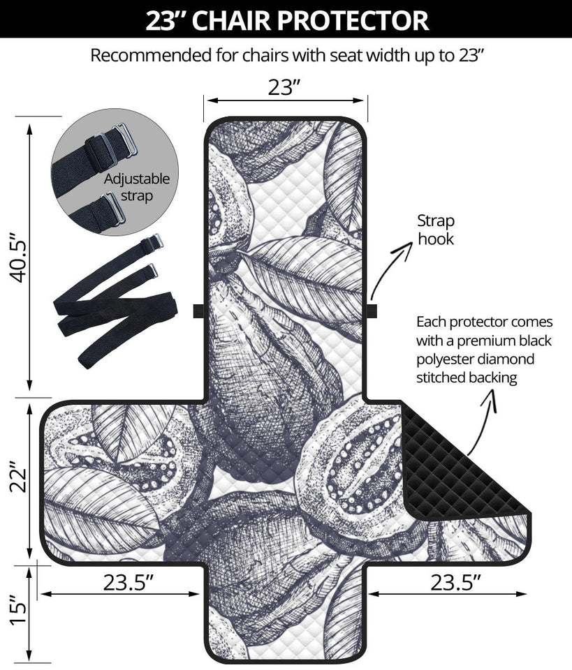 Guava tropical hand drawn pattern Chair Cover Protector