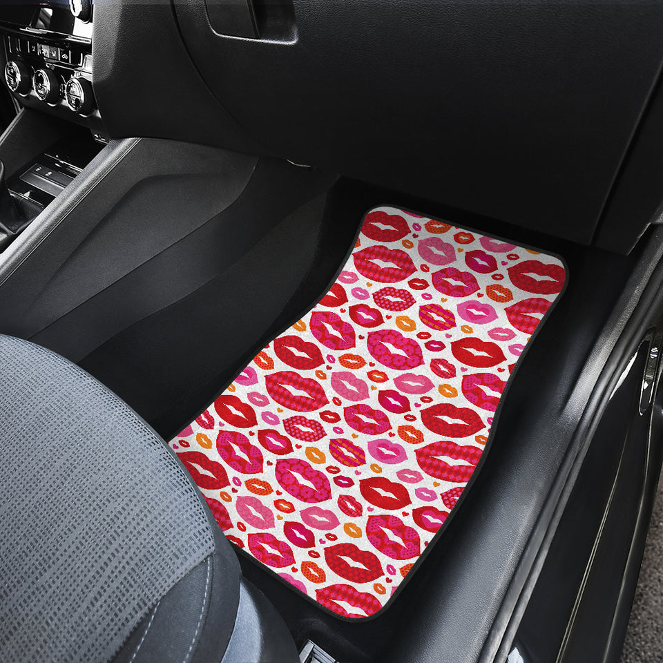 Lips Pattern Print Design 01 Front and Back Car Mats