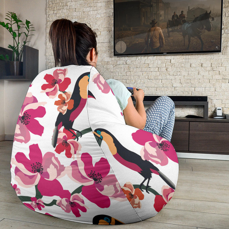 Toucan Flower Design Pattern Bean Bag Cover