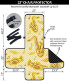 Saxophone cornet pattern yellow background Chair Cover Protector