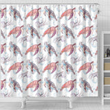 Watercolor Sea Turtle Jellyfish Pattern Shower Curtain Fulfilled In US