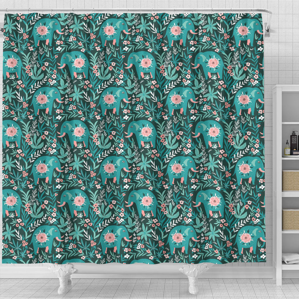 Elephants Jungle Pattern Shower Curtain Fulfilled In US