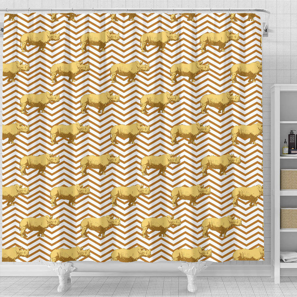 Rhino Yellow Theme Pattern Shower Curtain Fulfilled In US