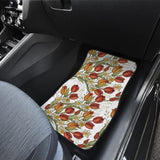 Red Tulips And Daffodils Pattern Front And Back Car Mats