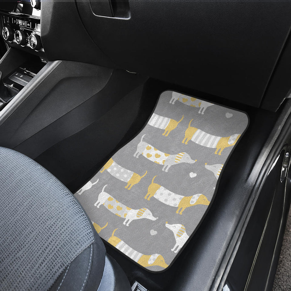Cute Dachshund Dog Pattern Front And Back Car Mats