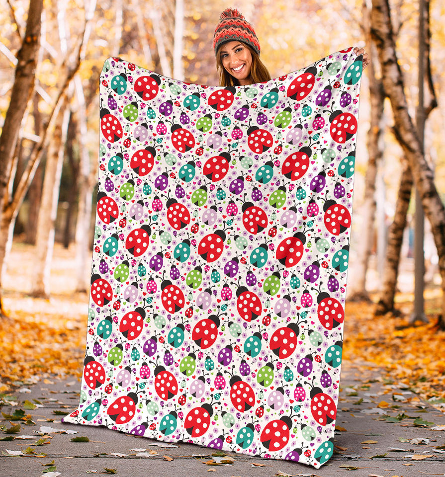 Ladybug Pattern Print Design 03 Premium Blanket