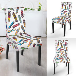 Skate Board Pattern Print Design 05 Dining Chair Slipcover