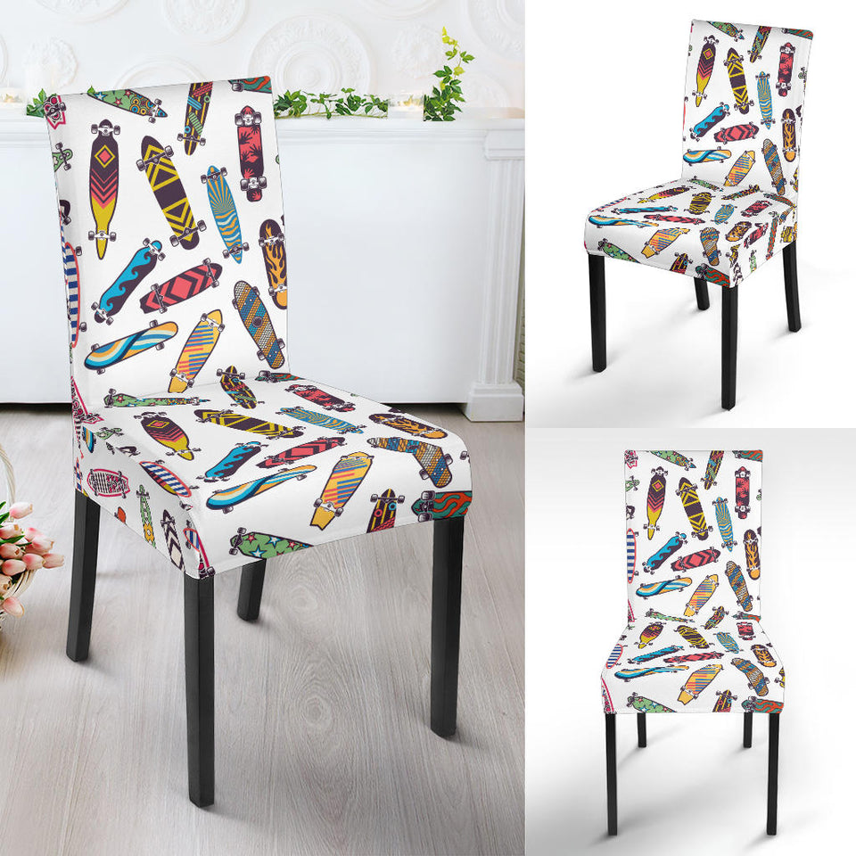 Skate Board Pattern Print Design 05 Dining Chair Slipcover