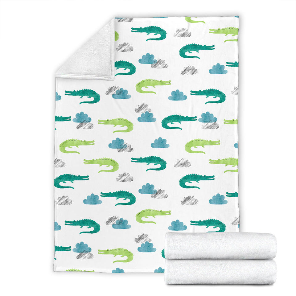Watercolor Crocodile Pattern Premium Blanket