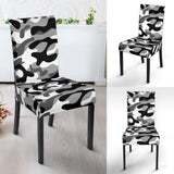 Black White Camo Camouflage Pattern Dining Chair Slipcover