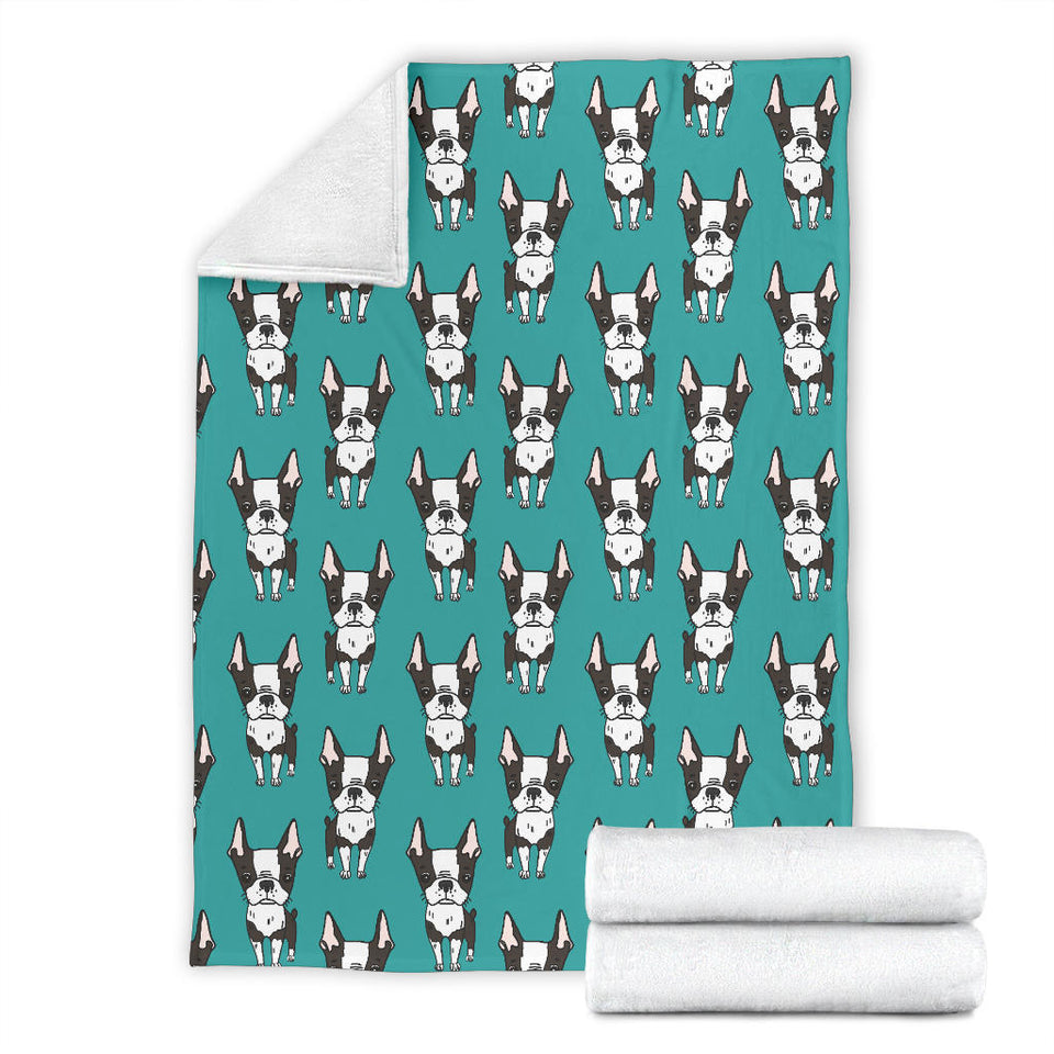 Hand Drawn Boston Terrier Dog Pattern Premium Blanket