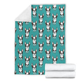 Hand Drawn Boston Terrier Dog Pattern Premium Blanket