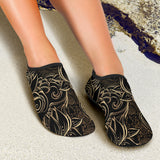 Luxurious Gold Lotus Waterlily Black Background Aqua Shoes