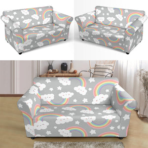 Cute Rainbow Clound Star Pattern Loveseat Couch Slipcover