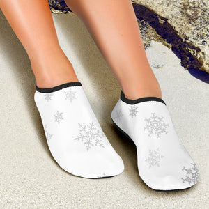 Snowflake Pattern White Background Aqua Shoes