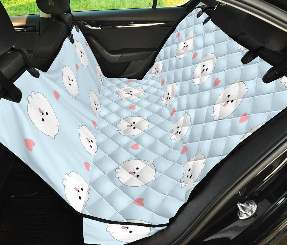 White Cute Pomeranian Pattern Dog Car Seat Covers
