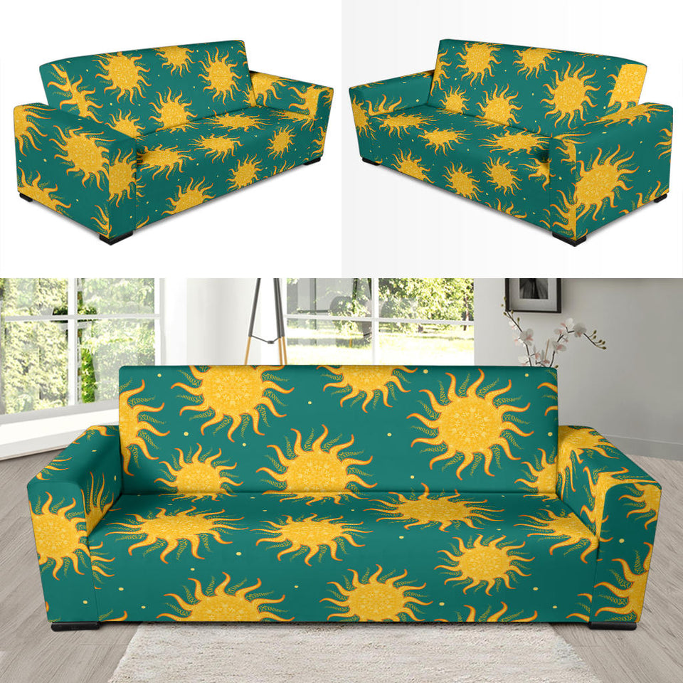 Sun Green Background Sofa Slipcover