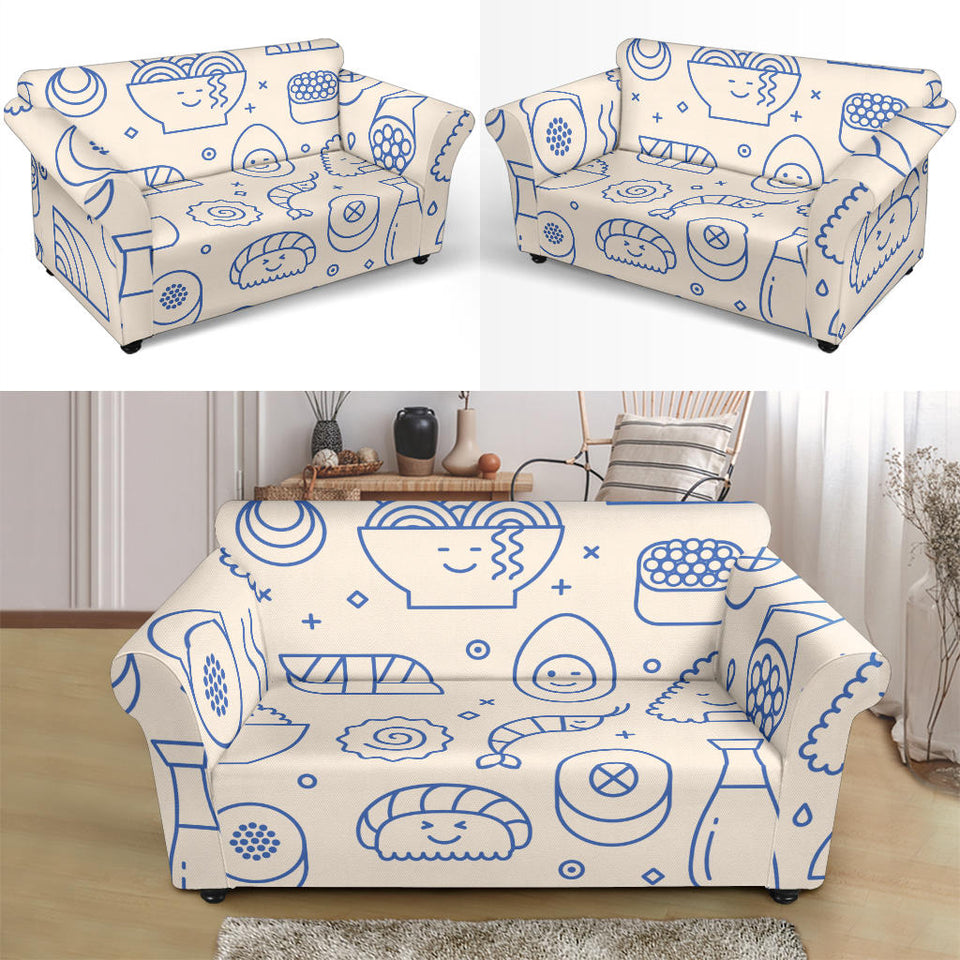 Cute Sushi Icon Pattern Loveseat Couch Slipcover