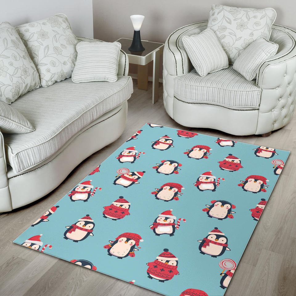 Cute Penguin Christmas  Design Pattern Area Rug