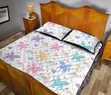 colorful unicorn rainbow heart pattern Quilt Bed Set