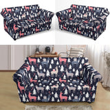 Deers Winter Christmas Pattern Loveseat Couch Slipcover